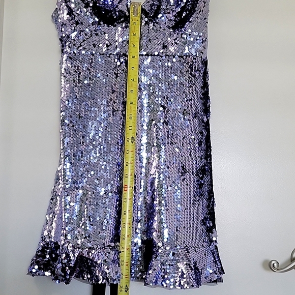 Free People Sequin Metallic Purple Black short dress party cocktail size 6 - Picture 9 of 17